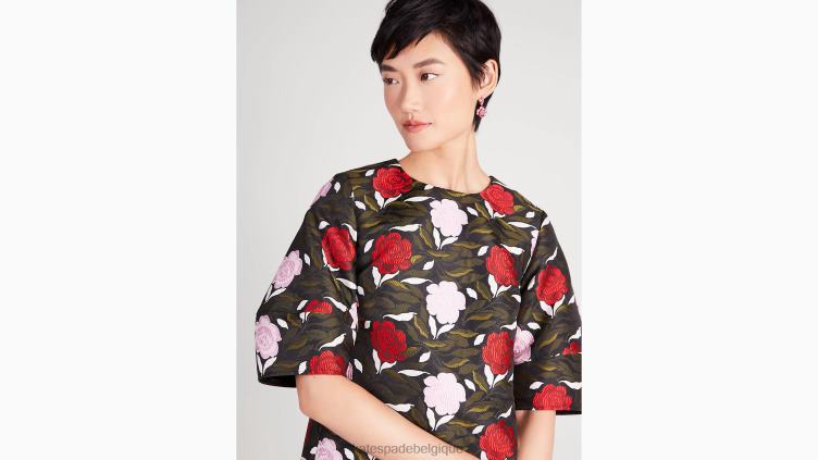 robe en brocart roseraie Kate Spade femmes vêtements D8288911 noir multicolore