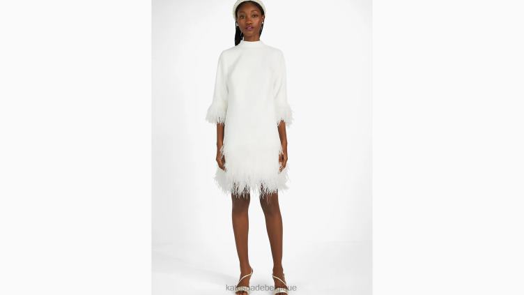 robe en crêpe à plumes Kate Spade femmes vêtements D8288775 crème française