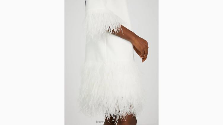 robe en crêpe à plumes Kate Spade femmes vêtements D8288775 crème française