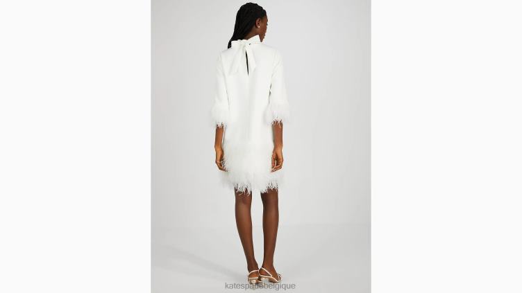 robe en crêpe à plumes Kate Spade femmes vêtements D8288775 crème française