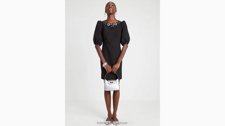 robe en double crêpe à ornements Kate Spade femmes vêtements D8288898 noir
