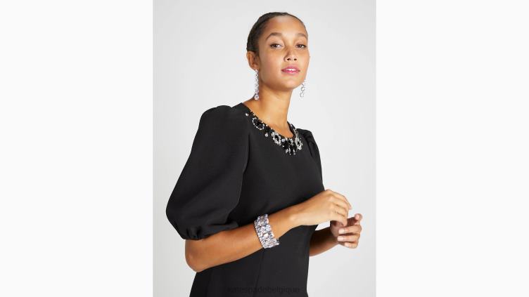 robe en double crêpe à ornements Kate Spade femmes vêtements D8288898 noir