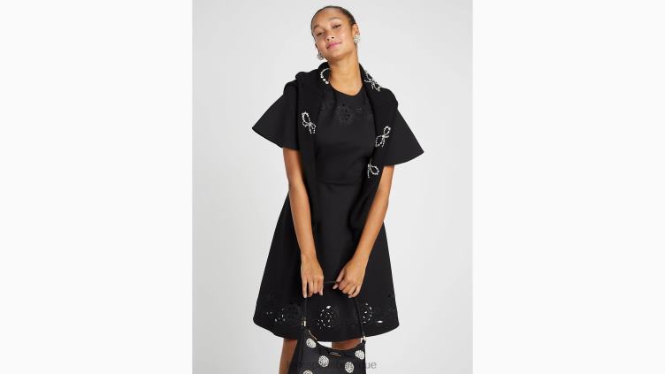 robe en point de Rome à broderies Kate Spade femmes vêtements D8288857 noir