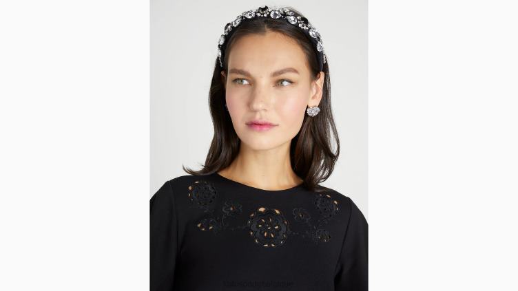 robe en point de Rome à broderies Kate Spade femmes vêtements D8288857 noir