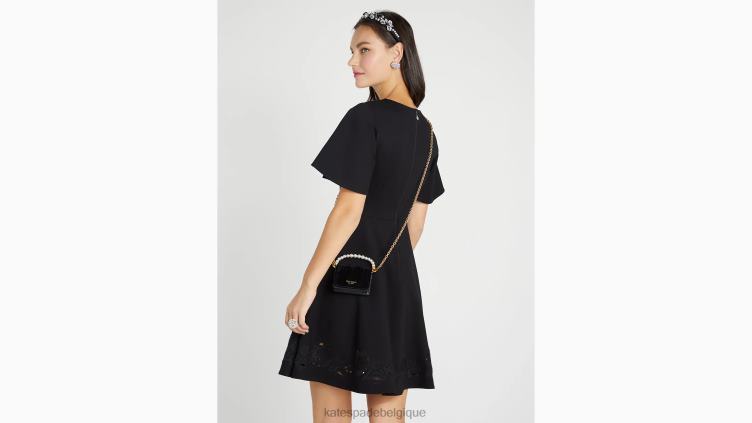 robe en point de Rome à broderies Kate Spade femmes vêtements D8288857 noir