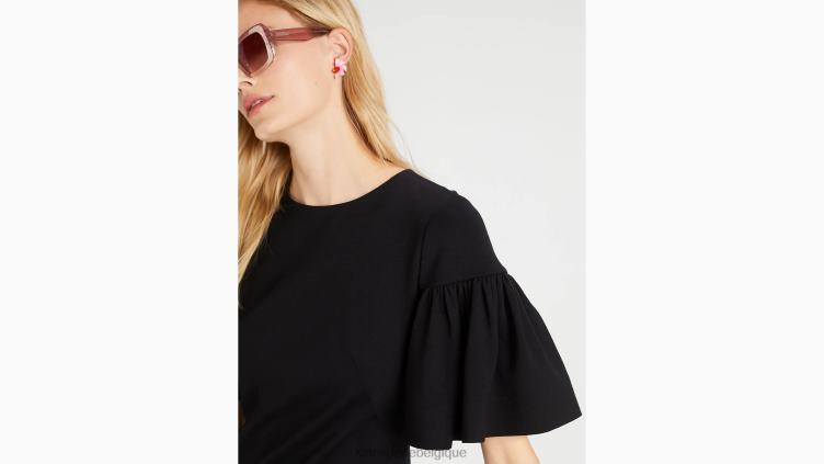robe en point de Rome à manches volantées Kate Spade femmes vêtements D8288773 noir