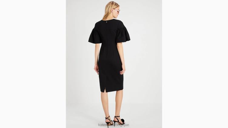 robe en point de Rome à manches volantées Kate Spade femmes vêtements D8288773 noir