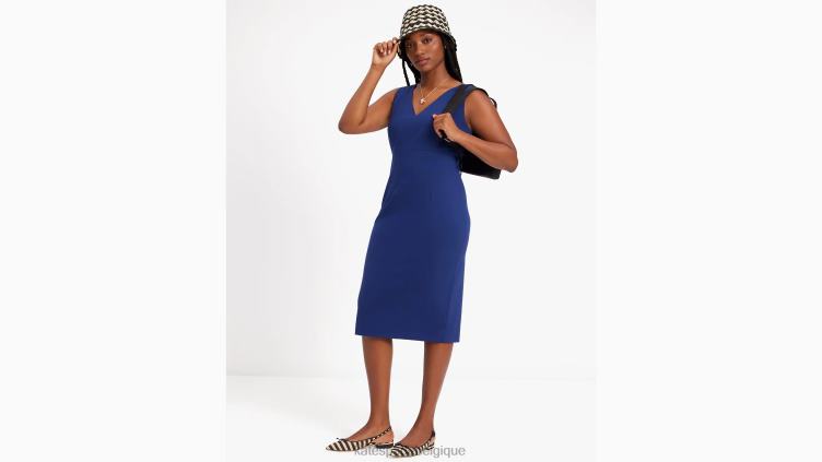 robe en point de Rome sans manches à col V Kate Spade femmes vêtements D8288723 marine française