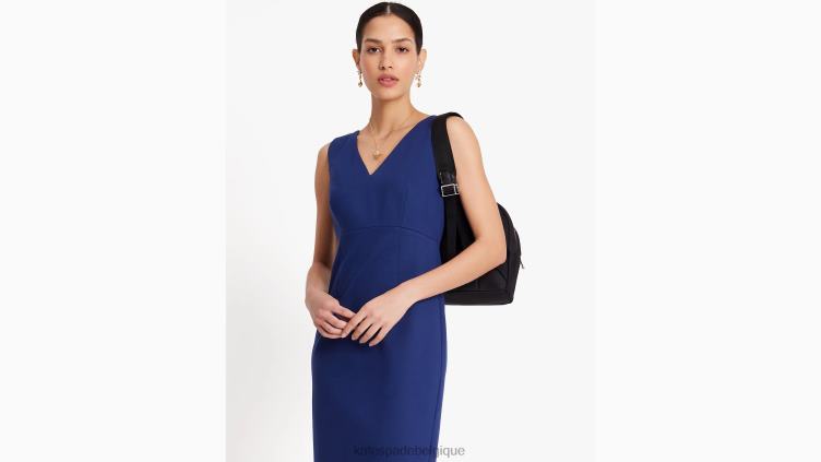 robe en point de Rome sans manches à col V Kate Spade femmes vêtements D8288723 marine française