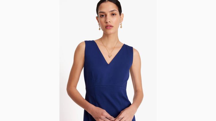 robe en point de Rome sans manches à col V Kate Spade femmes vêtements D8288723 marine française