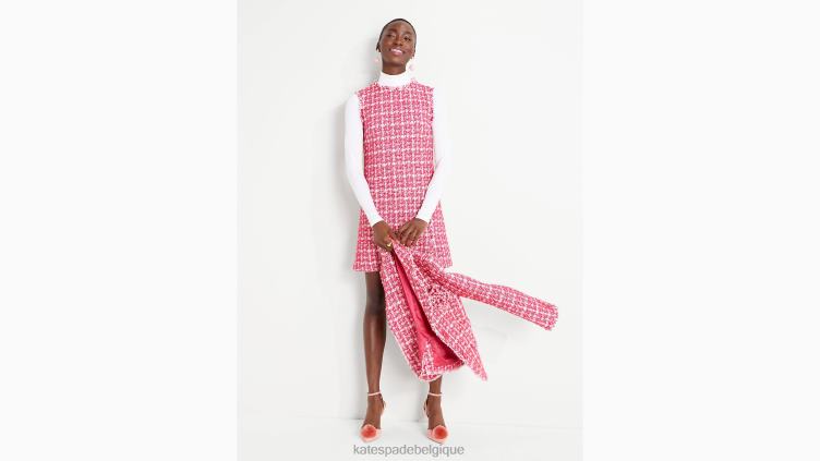 robe en tweed à carreaux Kate Spade femmes vêtements D8288909 rose multicolore