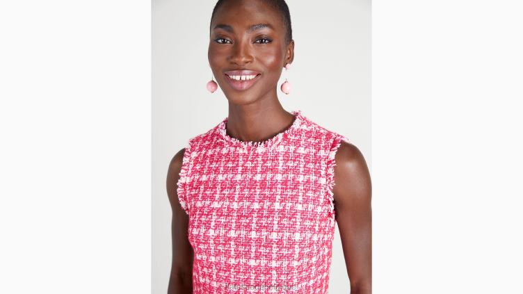 robe en tweed à carreaux Kate Spade femmes vêtements D8288909 rose multicolore