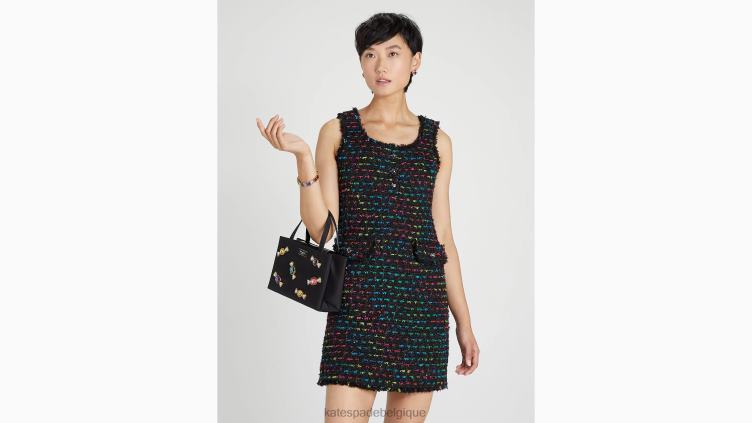 robe en tweed métallisé Kate Spade femmes vêtements D8288940 noir multicolore