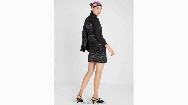 robe en tweed métallisé Kate Spade femmes vêtements D8288940 noir multicolore