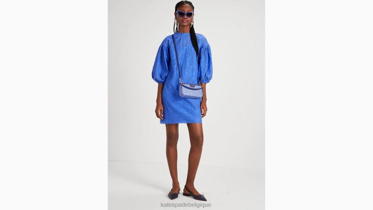 robe fleurie à manches bouffantes et œillets Kate Spade femmes vêtements D8288748 brume de saphir