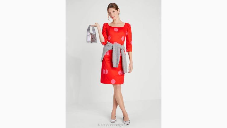 robe fourreau en faille à pois géants Kate Spade femmes vêtements D8288866 flamme écarlate