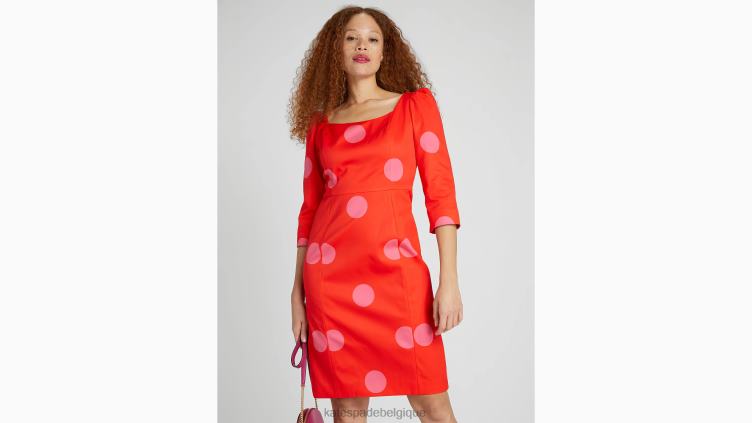 robe fourreau en faille à pois géants Kate Spade femmes vêtements D8288866 flamme écarlate