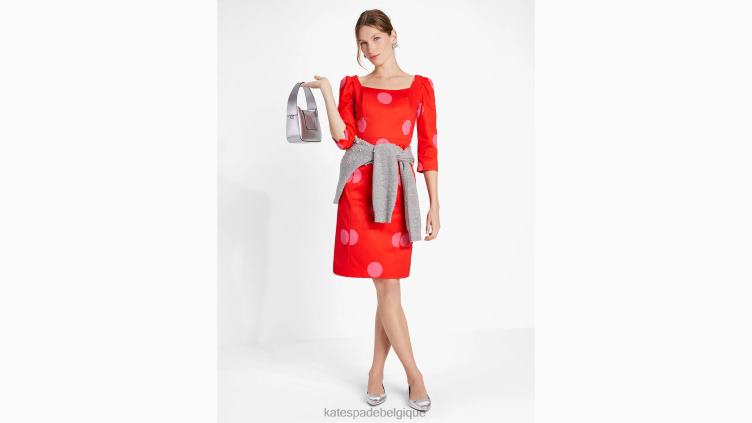 robe fourreau en faille à pois géants Kate Spade femmes vêtements D8288866 flamme écarlate