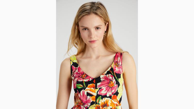 robe grâce aux tulipes peintes Kate Spade femmes vêtements D8288732 noir