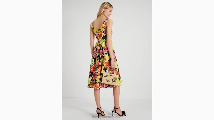 robe grâce aux tulipes peintes Kate Spade femmes vêtements D8288732 noir