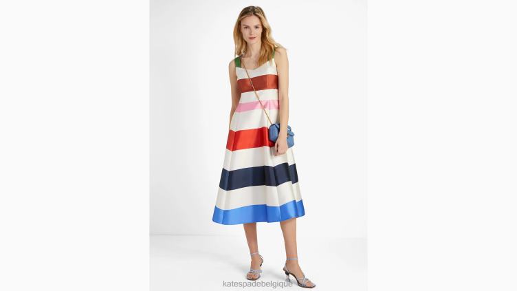 robe grâce à rayures aventure Kate Spade femmes vêtements D8288757 crème française multi