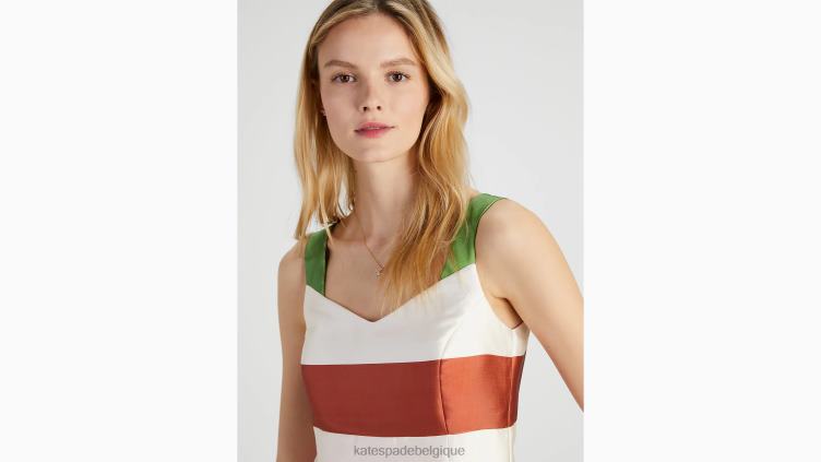 robe grâce à rayures aventure Kate Spade femmes vêtements D8288757 crème française multi