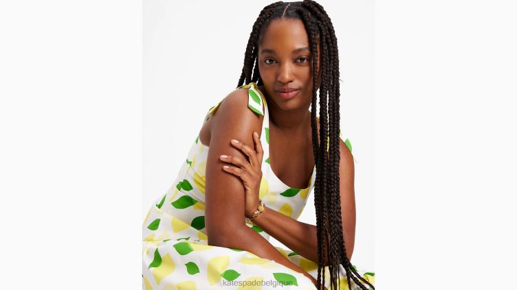 robe longue à volants et imprimé citron Kate Spade femmes vêtements D8288718 crème