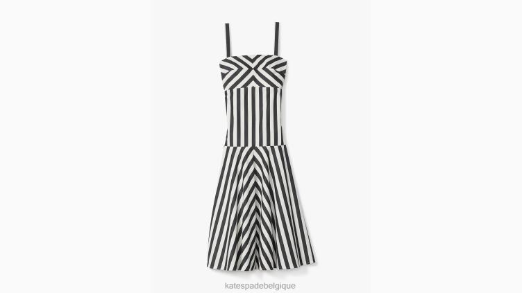 robe mi-longue à rayures Kate Spade femmes vêtements D8288746 noir/crème