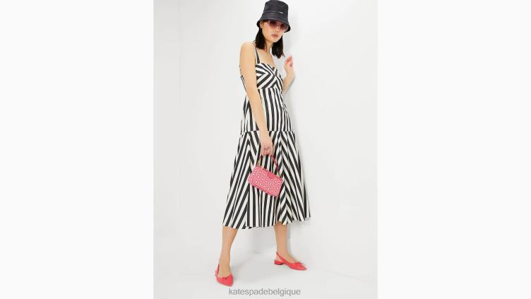 robe mi-longue à rayures Kate Spade femmes vêtements D8288746 noir/crème