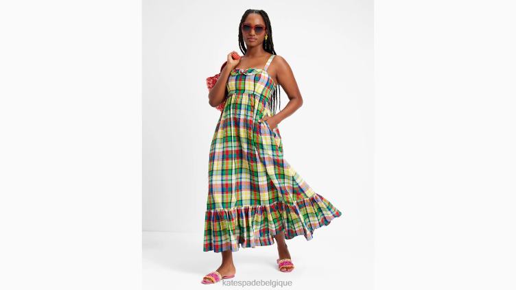 robe à nœud à carreaux côtiers Kate Spade femmes vêtements D8288710 multi
