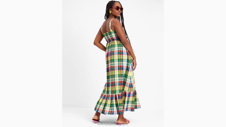 robe à nœud à carreaux côtiers Kate Spade femmes vêtements D8288710 multi