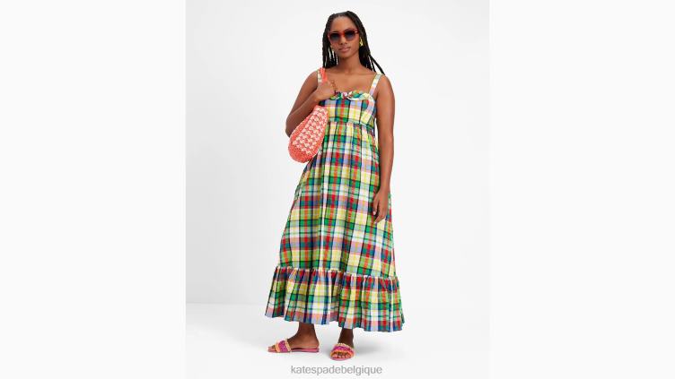 robe à nœud à carreaux côtiers Kate Spade femmes vêtements D8288710 multi