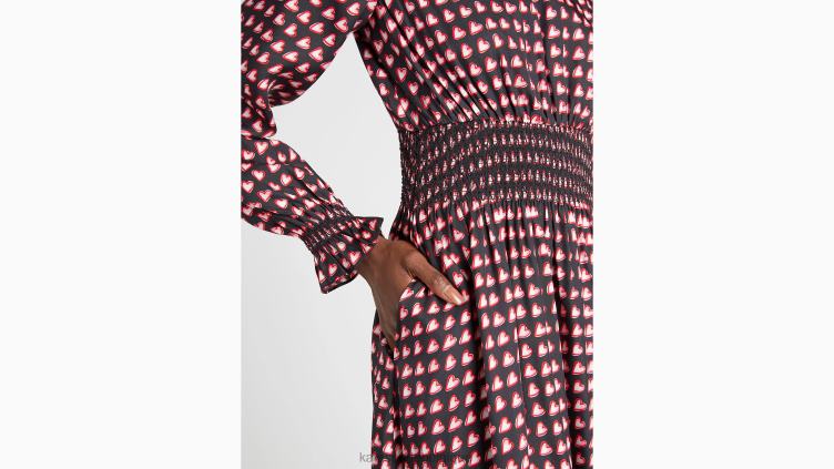 robe ondulée à cœurs fantaisie Kate Spade femmes vêtements D8288901 noir multicolore