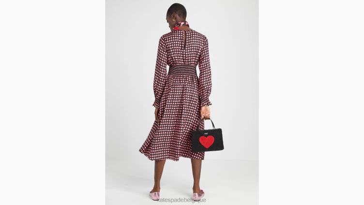 robe ondulée à cœurs fantaisie Kate Spade femmes vêtements D8288901 noir multicolore