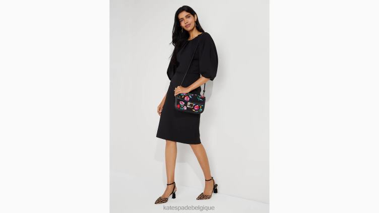 robe à épaules plissées en point de Rome Kate Spade femmes vêtements D8288876 noir