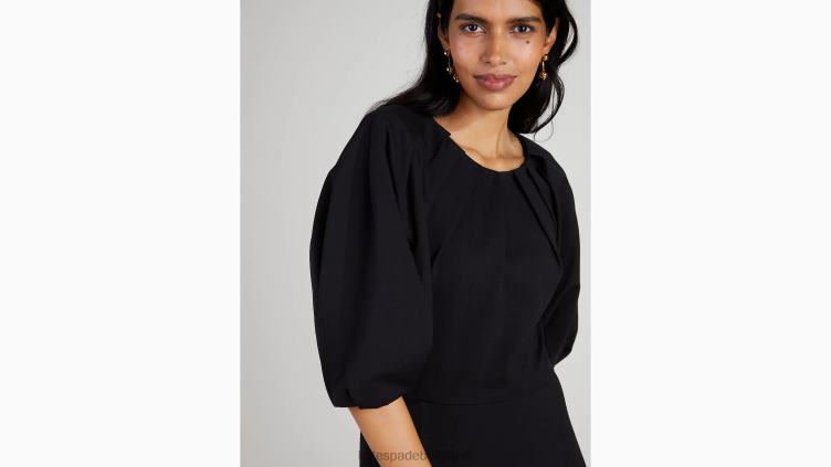 robe à épaules plissées en point de Rome Kate Spade femmes vêtements D8288876 noir