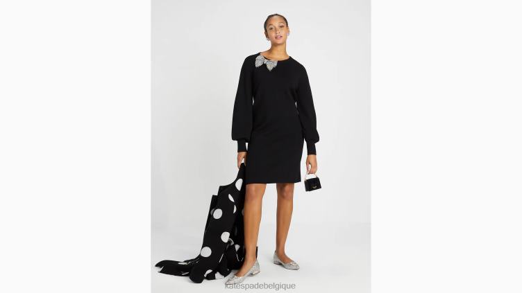 robe-pull à nœud et strass Kate Spade femmes vêtements D8288954 noir