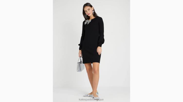 robe-pull à nœud et strass Kate Spade femmes vêtements D8288954 noir