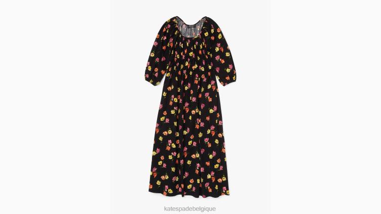 robe riviera à motif tulipes Kate Spade femmes vêtements D8288733 noir