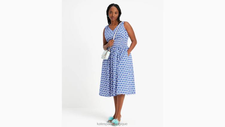 robe smockée Kate Spade femmes vêtements D8288687 myrtille/crème