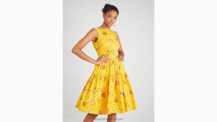 robe à taille smockée Kate Spade femmes vêtements D8288853 jaune safran