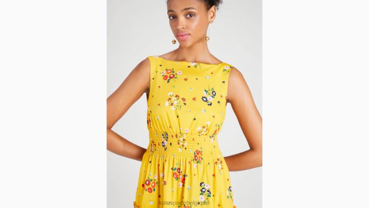 robe à taille smockée Kate Spade femmes vêtements D8288853 jaune safran