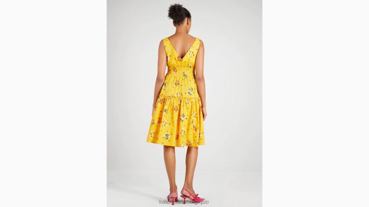 robe à taille smockée Kate Spade femmes vêtements D8288853 jaune safran