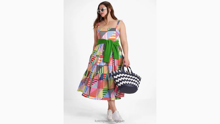 robe à volants et rayures patchwork Kate Spade femmes vêtements D8288739 multi