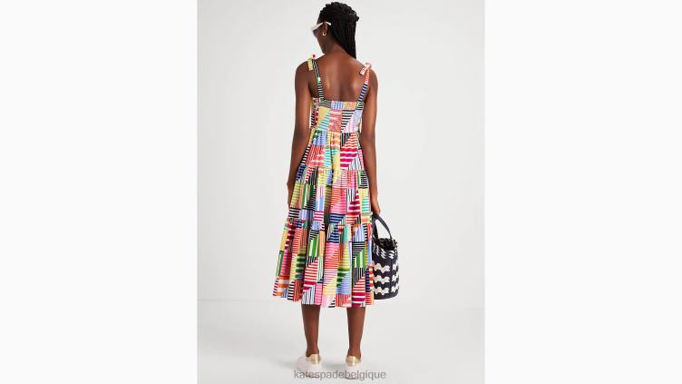 robe à volants et rayures patchwork Kate Spade femmes vêtements D8288739 multi