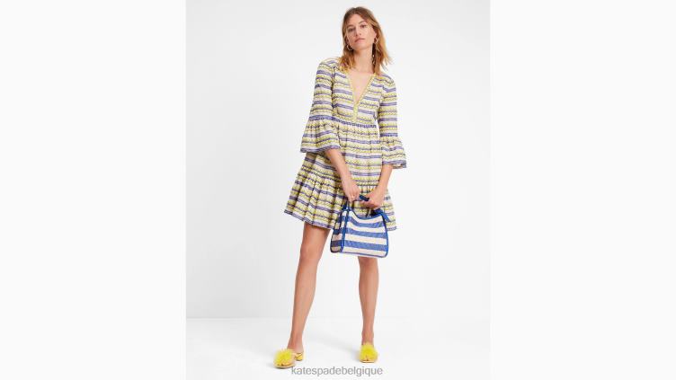 tunique brodée à rayures Kate Spade femmes vêtements D8288708 beige parfait