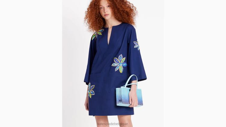 tunique à fleurs brodées Kate Spade femmes vêtements D8288682 marine française