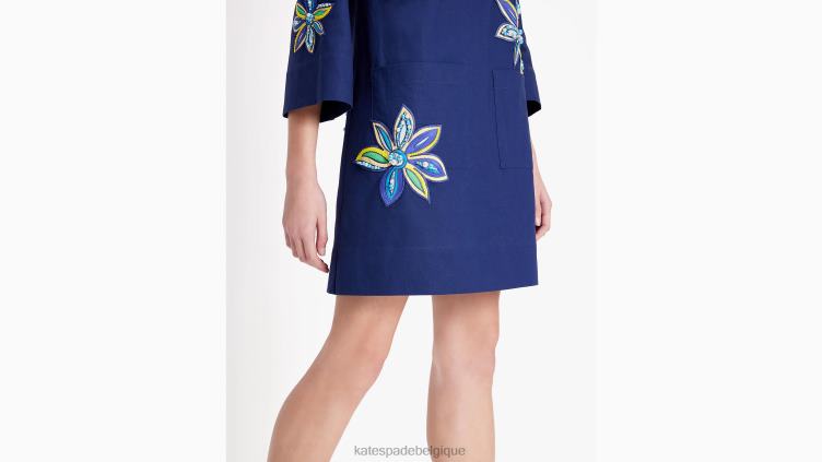 tunique à fleurs brodées Kate Spade femmes vêtements D8288682 marine française