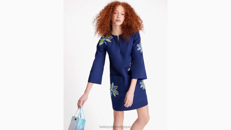 tunique à fleurs brodées Kate Spade femmes vêtements D8288682 marine française