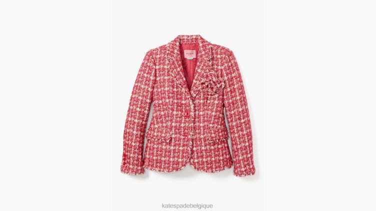 blazer en tweed à carreaux Kate Spade femmes vêtements D8288946 rose multicolore